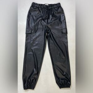 Lovers & Friends Chase Faux Leather Cargo Jogger Pants Women Small Black